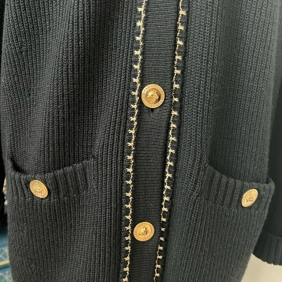 VERSACE New Black Cardigan Sweater - Picture 2 of 9